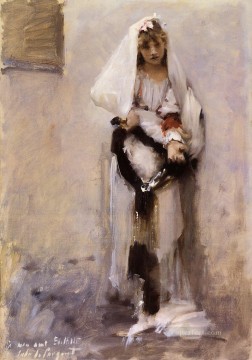  egg Oil Painting - A Parisian Beggar Girl portrait John Singer Sargent